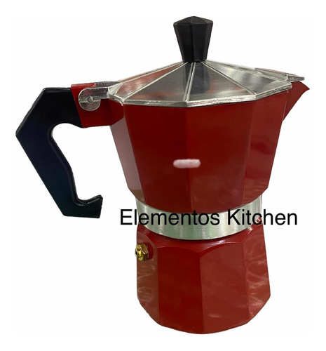 Cafetera Espresso De Aluminio Prensa Italiana  3 Tazas Roja