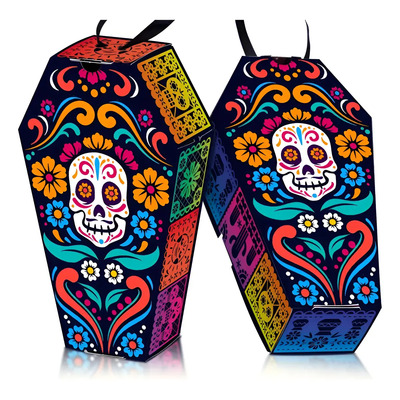 24pcs Cajas De Regalo Con Asas Para El Día De Los Muertos Negro