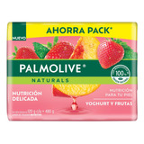 Pack X 4 Jabones En Barra Palmolive Naturals Yoghurt Y Frutas 120g C/u