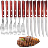 Kit 24 Pcs  Garfo Faca Churrasco Tramontina  Cabo Madeira