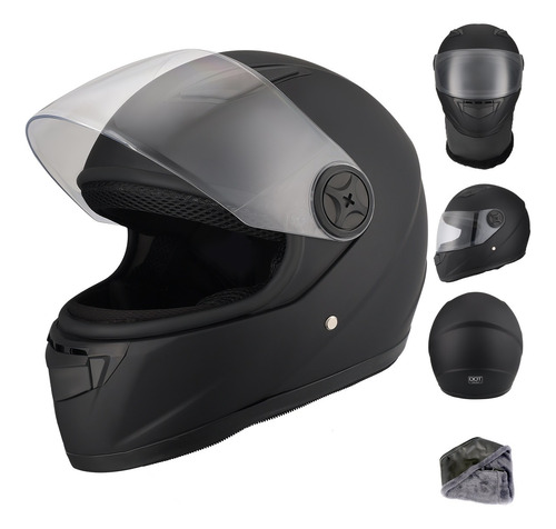 Casco Para Moto Certificado Con Visera Abatible + Bufanda