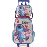 Kit Mochila De Rodinhas E Lancheira Escolar Infantil Stitch