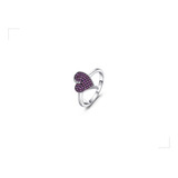 Anillo Rubí 3.0 Ct Plata Esterlina 925 Corazón Ondulado