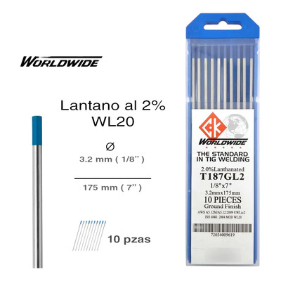 Ck Wl20 - Electrodo Tunsgteno Tig Lantano 2% | 3.2mm 1\u002F8  | Envío gratis