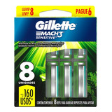 Gillette Mach3 Sensitive Carga De Barbeador - Leve 8 Pague 6