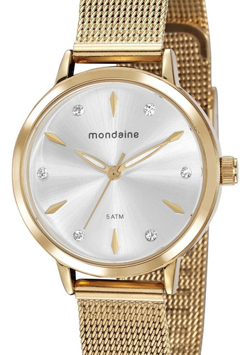 Relógio Mondaine Feminino Dourado Casual Fashion 76733lpmvde Cor Do Fundo Branco