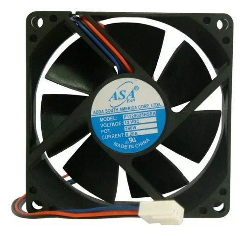 Mini Ventilador 80x80x25 Asafan Cooler 12v 80mm 3100 Rpm Led Preto