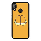 Funda Protector Para Huawei Gato Garfield Anaranjado Cara N