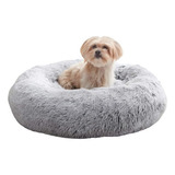 Cama Para Mascotas Pequeñas Circular 50 Cm Afelpada Gris