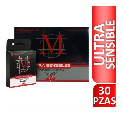 Preservativos M Ultra Sensible 10 Cajas X 3 Unidades