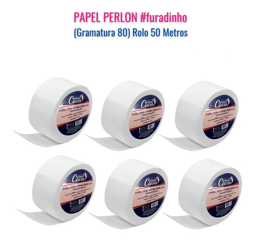 Kit 06 Rolos Papel Perlon Depilação Falso Tecido 