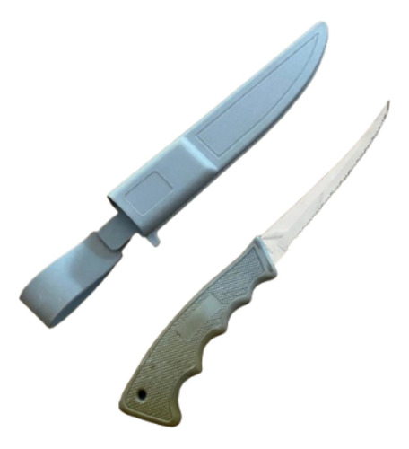 Cuchillo De Stainless Con Funda Gris 15 Cm Hoja. Antiguo