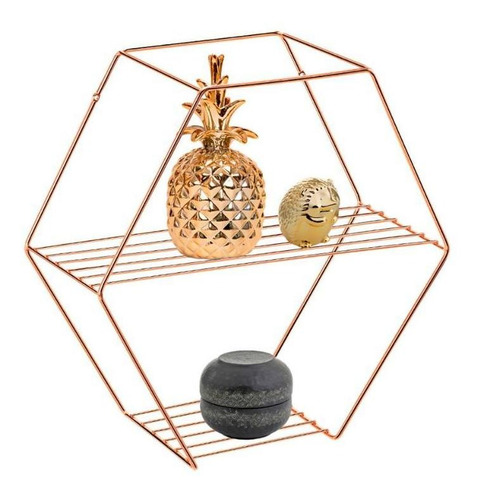 Prateleira Decorativa Nicho Geometrica Aramada Rose Gold 