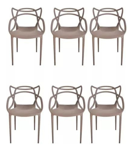 Kit 6x Cadeiras P/ Hall Tipo Allegra 1116 Or Design Preta Cor Da Estrutura Da Cadeira Fendi
