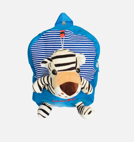 Mochila Gabardina Para Niño Con Un Tigre De Peluche