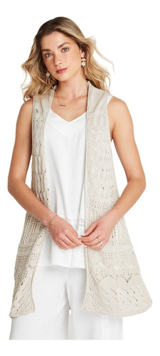 Tapado Tejido Estilo Crochet - Beige