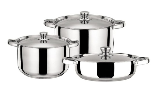 Batería Ollas Acero Inoxidable Todo Tipo Cocina Malaga 6 Pz