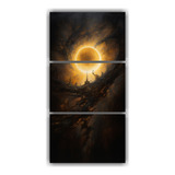45x90cm Cuadro Abstracto Eclipse Solar Bastidor Madera