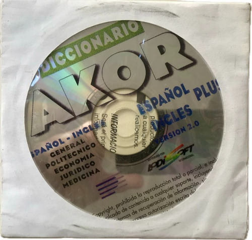 Cd Software Akor Diccionario Inglés Español - Politécnico