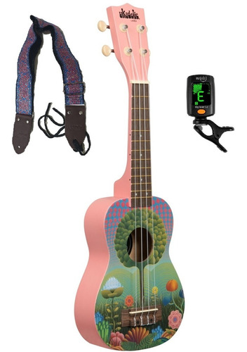 Ukelele Soprano Ukadelic Kala Graphic Funda, Afinador Correa