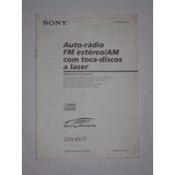 Manual De Instruções Toca Cd A Laser Sony Cdx 6577