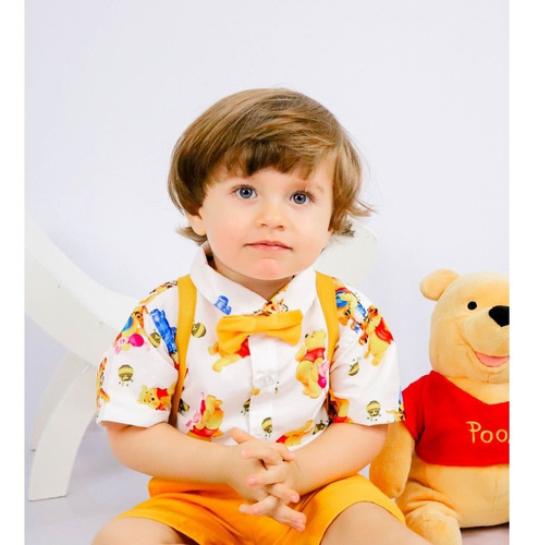 Conjunto Infantil Ursinho Pooh Aniversario Menino