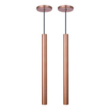 Kit 2 Pendente Tubo Cilindro Alumínio Rose Gold 50 Cm Cor Cobre Rose Gold