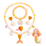 Corona Sirenita Ariel Princesa Diademas De Moda Tiara Niña,cabello Set Collar De Perlas Para Vestido De Princesa O Fiestas Y Cosplay