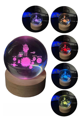 Luminária Rgb De Mesa Bola Pequena Cristal 3d Led Colorido