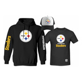 Kit Sudadera + Playera + Gorra Mod Pittsburgh Steelers Nfl 