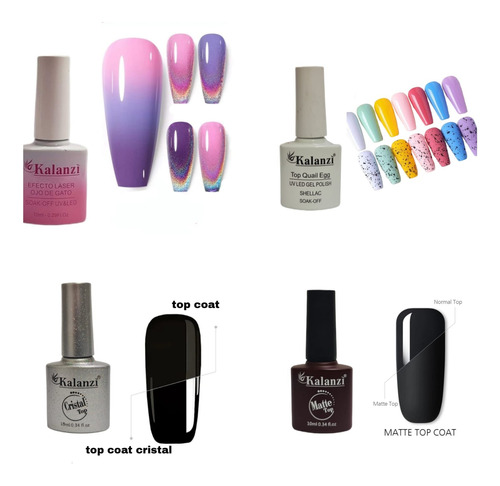 Kalanzy Top Coat, Mate, Cristal, Base, Bond, Removedor