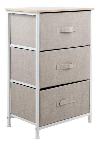 Buro Mesa Minimalista Kingshouse Kingchest3 Beige Con Marco Blanco Con 3 Cajones