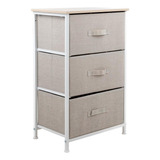 Buro Mesa Minimalista Kingshouse Kingchest3 Beige Con Marco Blanco Con 3 Cajones