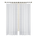 Juego Cortinas Voile 2 Paños Blanca Con Rayas Presillas