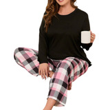 Conjunto Pijama Negra Cuadros, Talla Extra 2xl 3xl 4xl 5xl