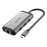 Vention - Hub Usbc Hdmi Usb3.0*3 Rj45 Pd Compatível Macbook