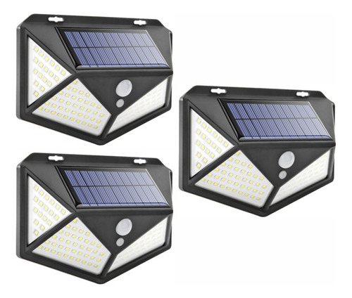 3x Lampada Led Solar Iluminação De Jardim Com Sensor