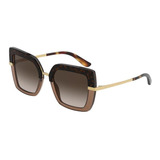 Gafas De Sol - Dolce & Gabbana - Dg4373 325613 52 Color De La Montura Habana/marrón Cristal Color Varilla Dorado Color De Lente Marrón Degradado Diseño Cuadrado