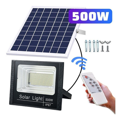 Reflector Led 500w Solar Con Panel Solar Bateria Luz Blanca