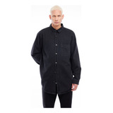 Camisa Hombre Seven M/l Negro Algodón 45011824-10