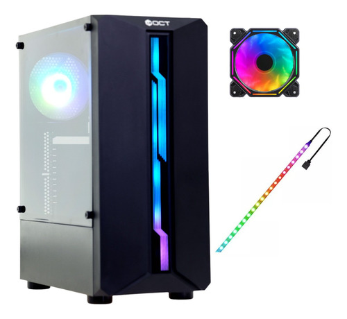 Gabinete Gamer Rgb Mid Tower Micro Atx Com Fita Led E Fan