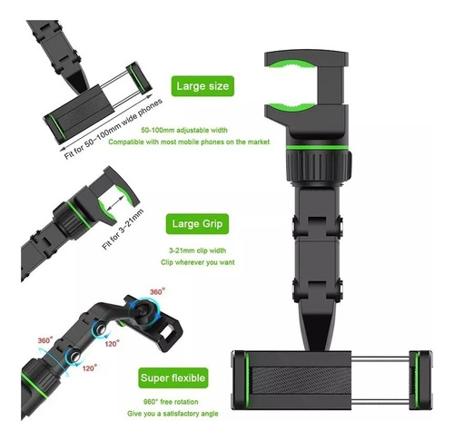 Soporte Porta Celular Para Auto Espejo Retrovisor Giratorio