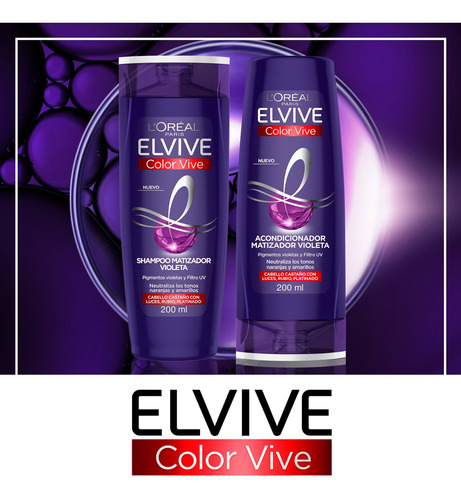 Kit Shampoo Acondicionador Color Vive Purple Elvive 200ml