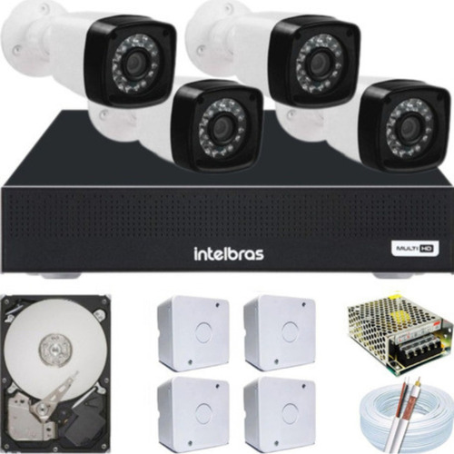 Kit Dvr Intelbras 4 Câmeras Infra Residencial E Comercial