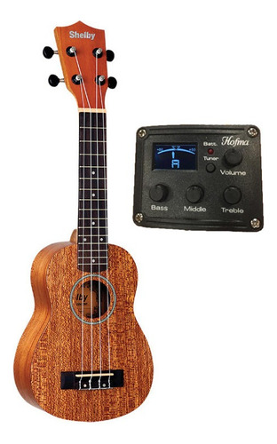 Ukulele Shelby By Eagle Su21me Soprano Eletrico Cor Marrom