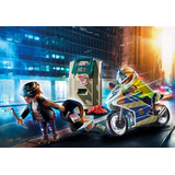 Figura Armable Playmobil City Action Moto De Policía Persecución Del Ladrón De Dinero 3+