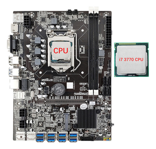 Placa Base De Minería B75 De 8 Gpu+conjunto De Cpu I7 3770 P