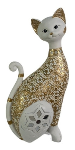 Figura Decorativa Gato Golden White Ii
