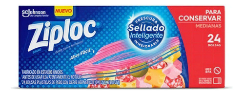 Ziploc Bolsas Multiuso Hermética Conservar Mediana 24 Un