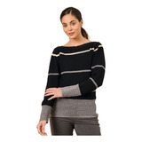 Sweater Dama Rayado Con Elástico Y Puño Alto  Art.  802